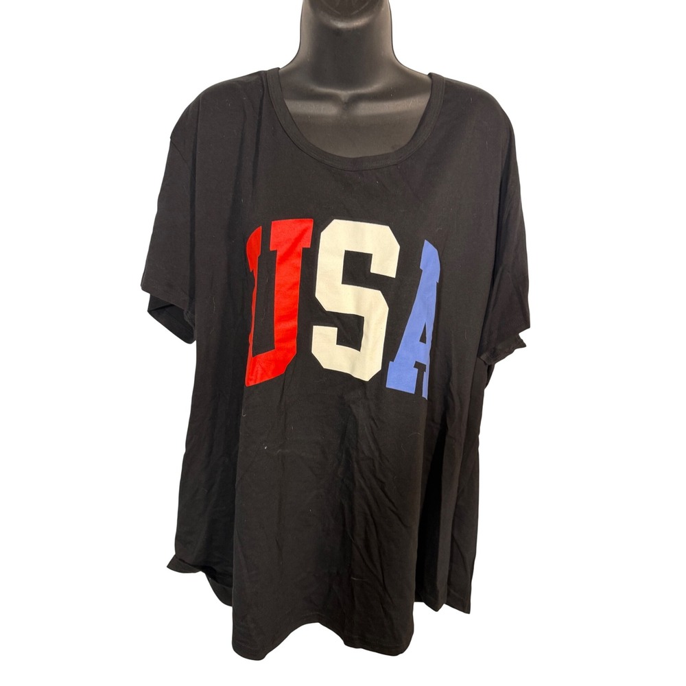General Standard USA Graphic T-Shirt‎ Black Crew Neck Short Sleeve 2XL